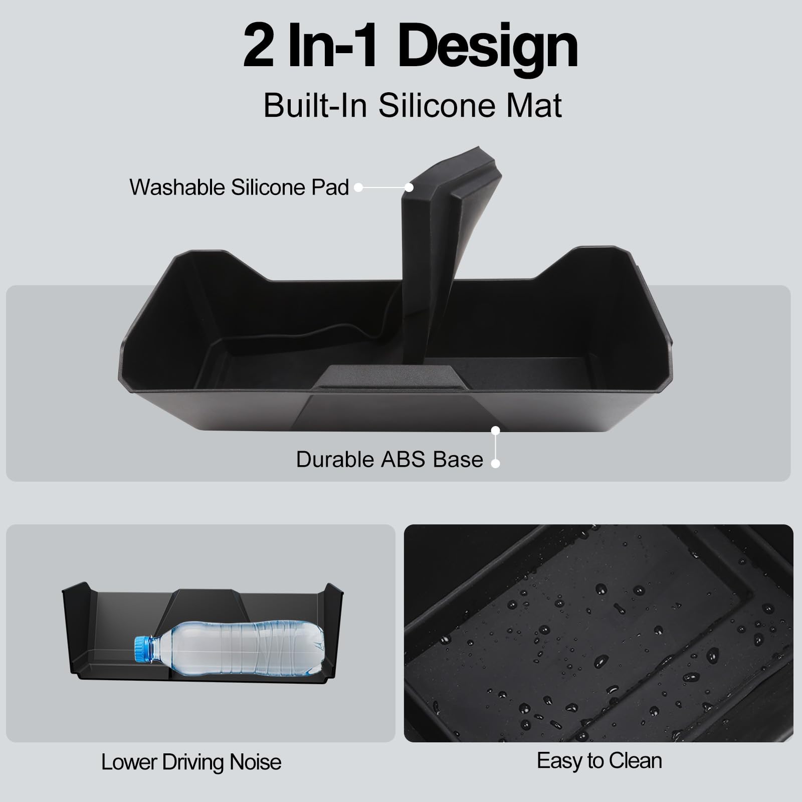 Scatola portaoggetti anteriore sotto il sedile compatibile con Tesla Cybertruck 2024, organizer sotto il sedile con cuscinetto in silicone per accessori Cybertruck