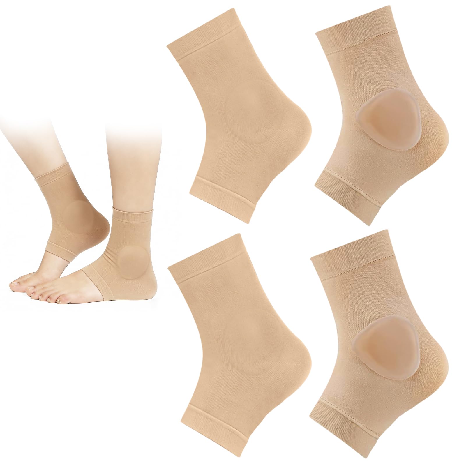 DRERIO 2 Pairs Ankle Protector Socks with Gel Pad, Malleolar Padded Sleeve Skate Socks for Figure Skating Riding Ski Ankle Protection Universal Size
