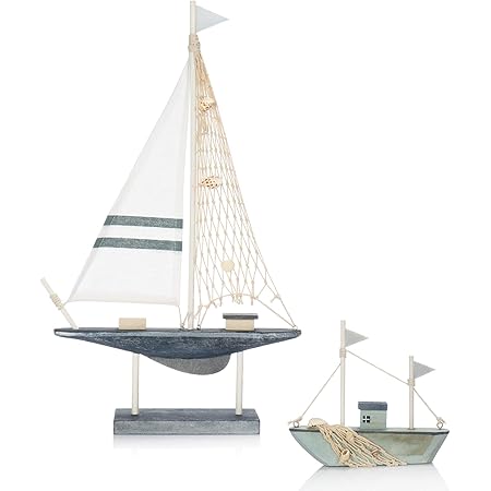com-four® 2X velero Decorativo marítimo de Madera en ...