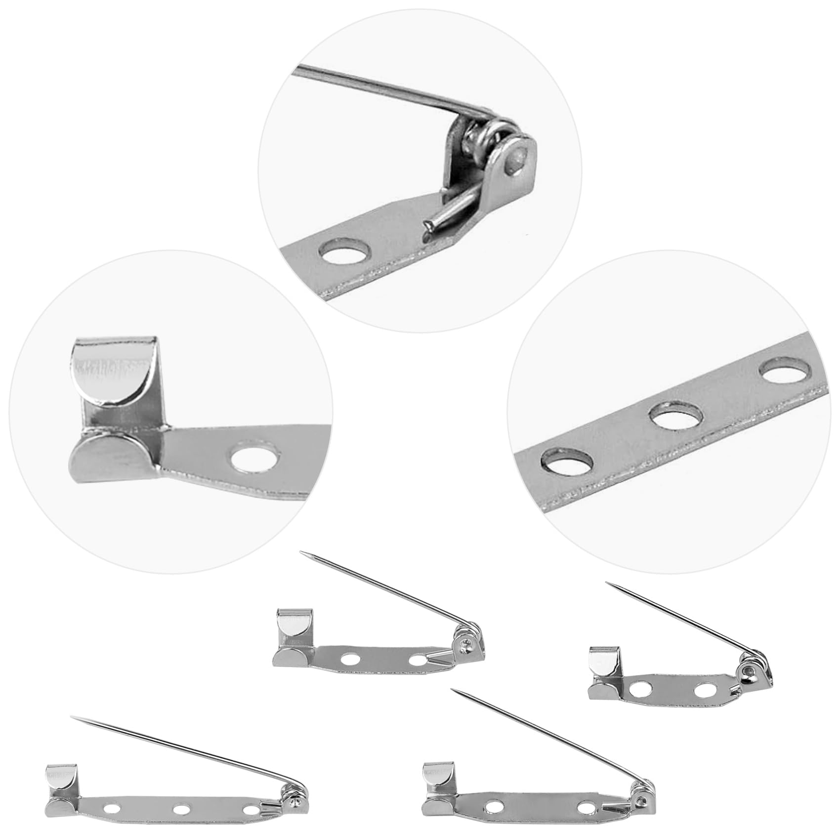 Lote De 30 Alfileres De Seguridad De Metal - Plateados, 30mm, 40mm Y 50mm (10 De Cada)