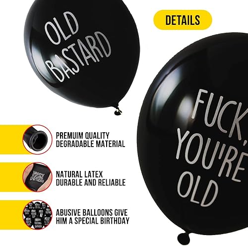 Miniatura 3 de 32 globos de fiesta NSFW para adultos con 10 frases rudas, ofensivas y sarcásticas diferentes, para adultos