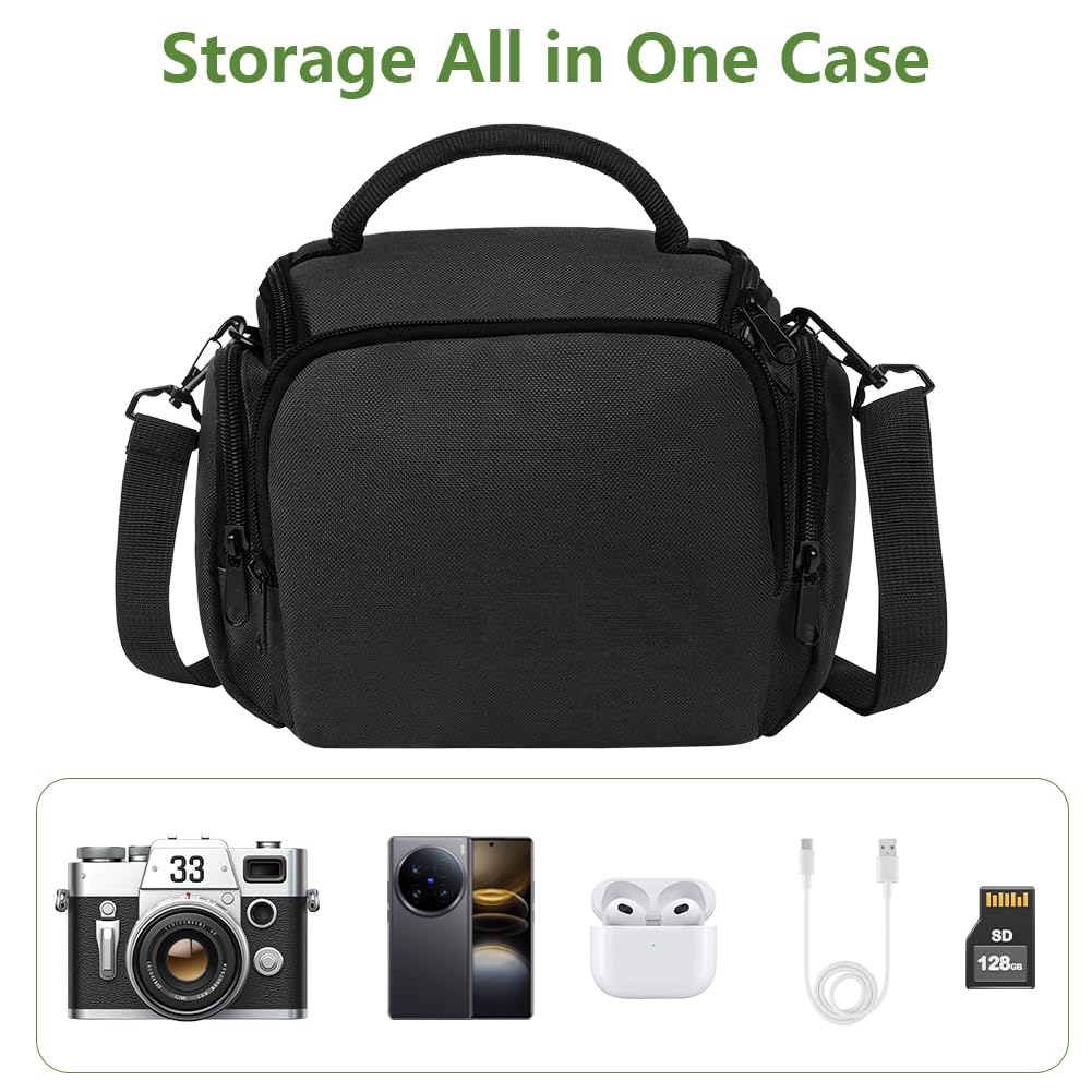 Ainiv Borsa per Fotocamera, Borsa a Tracolla per Fotocamera, Borsa Fotocamera Slr, Piccola Borsa a Tracolla Singola Crossbody Custodia con Cinghia Regolabil,per Macchina Fotografia DSLR/SLR, Nero