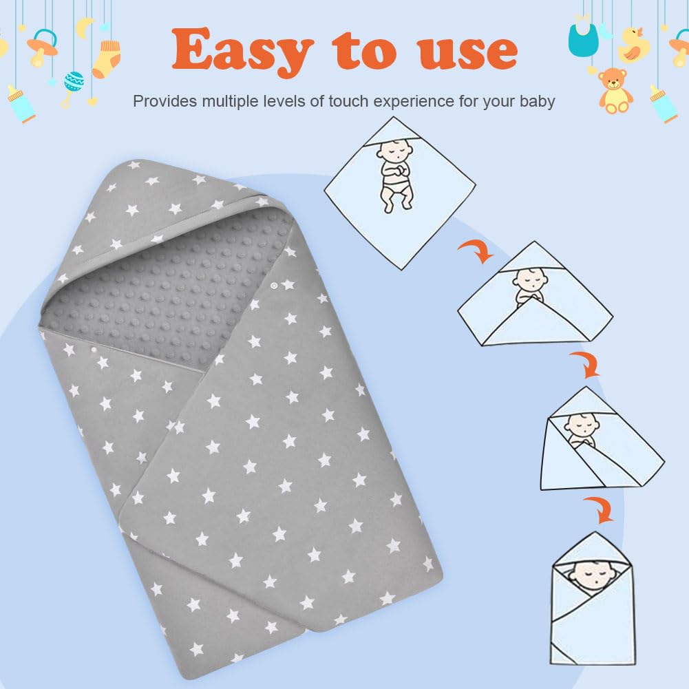 Aolso Baby Coperta trapuntata, 2pcs 100% Cotone Bifacciale Multifunzionale Coperta per seggiolino, con Cappuccio per Passeggini Marsupio, Copri marsupio(stile a cinque punti)