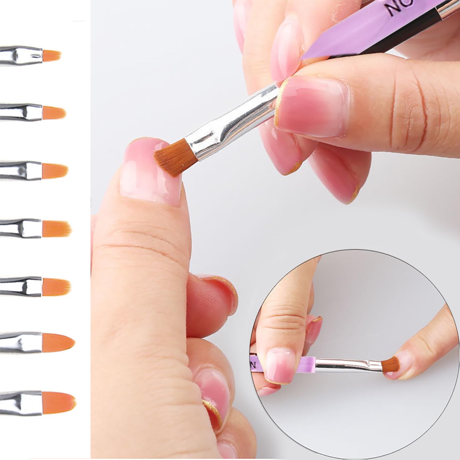 7 pennelli acrilici per unghie, gel UV, unghie in acrilico, set per unghie in gel