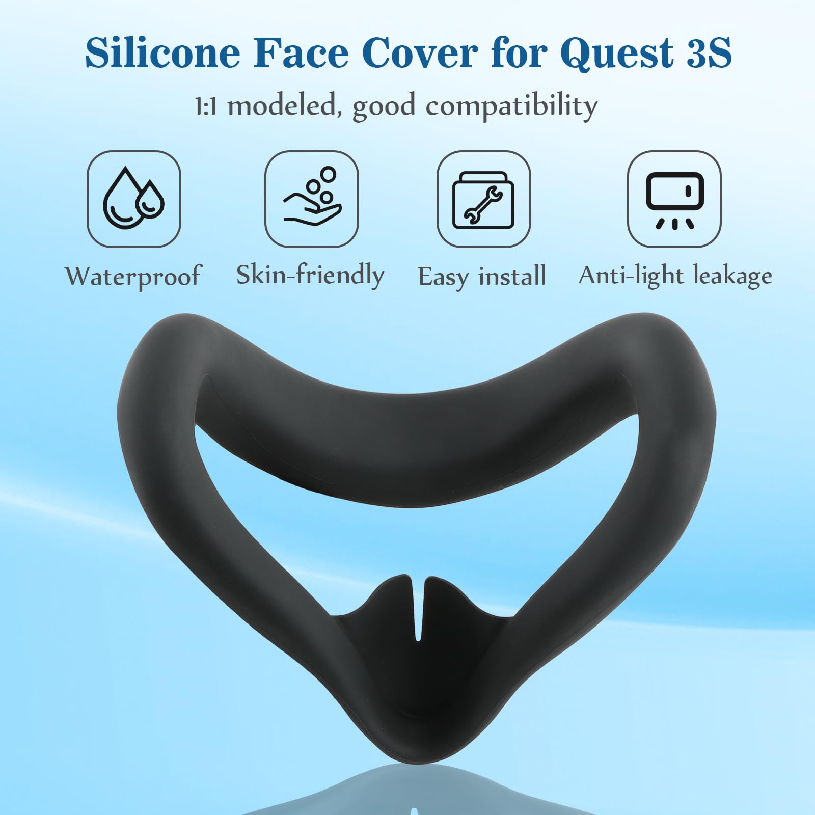 Face Cover Compatible avec Meta/Oculus Quest 3S Cache-Visage en Silicone,Les Accessoires pour Quest 3S Remplacement de Coussin