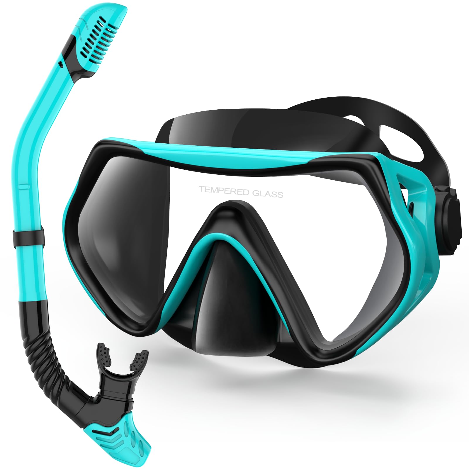 LITTLEJSY Juego de esnórquel para adultos, con gafas de buceo y tubo seco, gafas de buceo con lente de cristal templado para esnórquel, natación y buceo para hombre y mujer