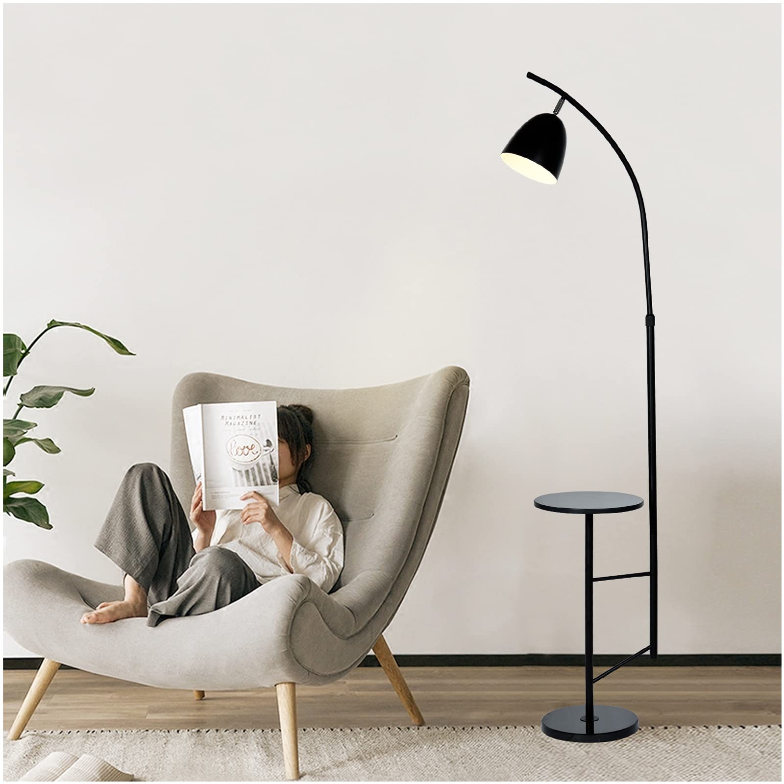 o'neeldy black floor lamp with table marble tray and base 72'' industrial modern arc floor lamp with shelves farmhouse rustic floor standing lamps for living room bedroom office