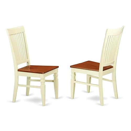 East West Furniture WEC-BMK-W Weston Kitchen Dining Chairs - Slat