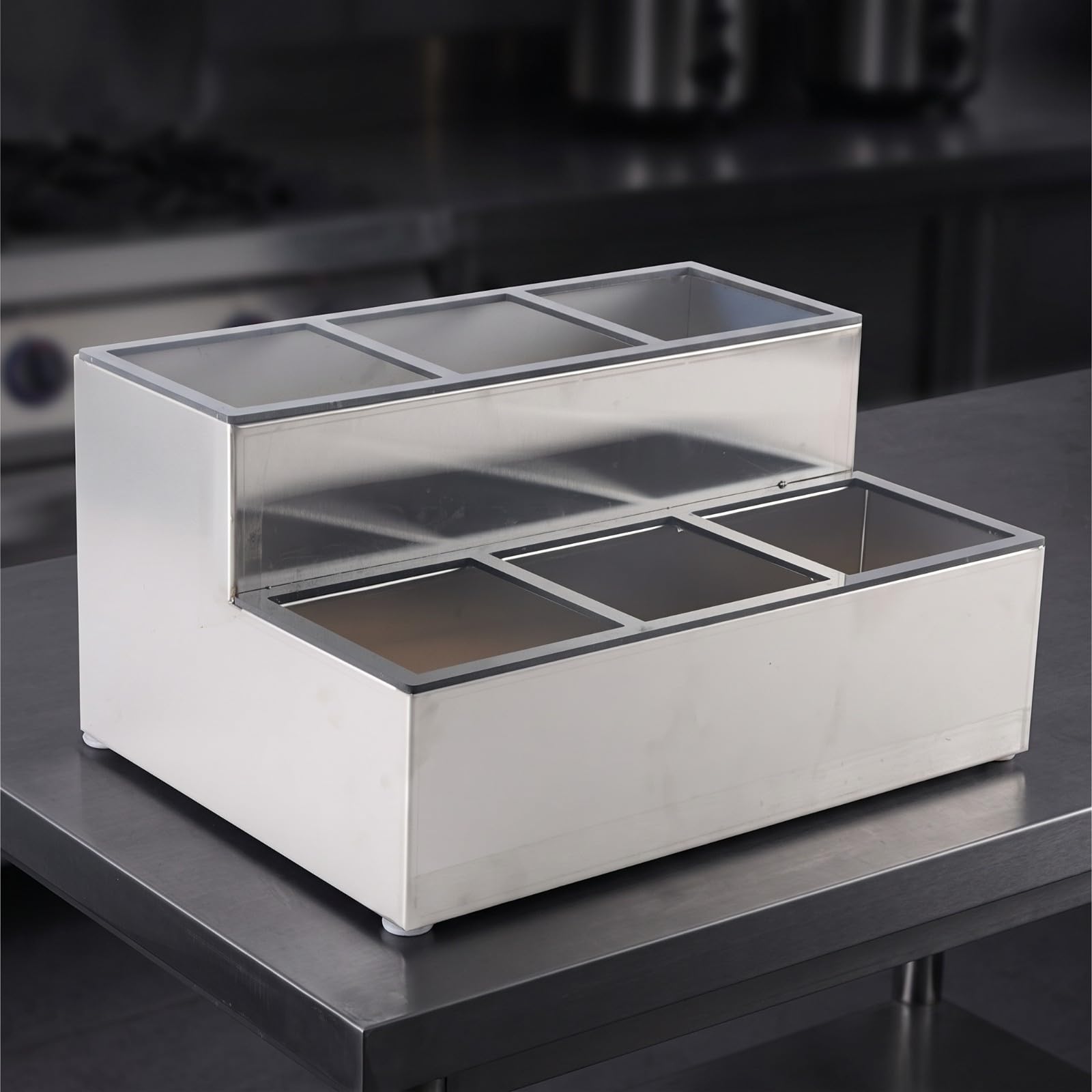 Estante Acero Inoxidable Escalonado | Estante Dos Niveles, Elegante, para Cafeterías, bartenrs