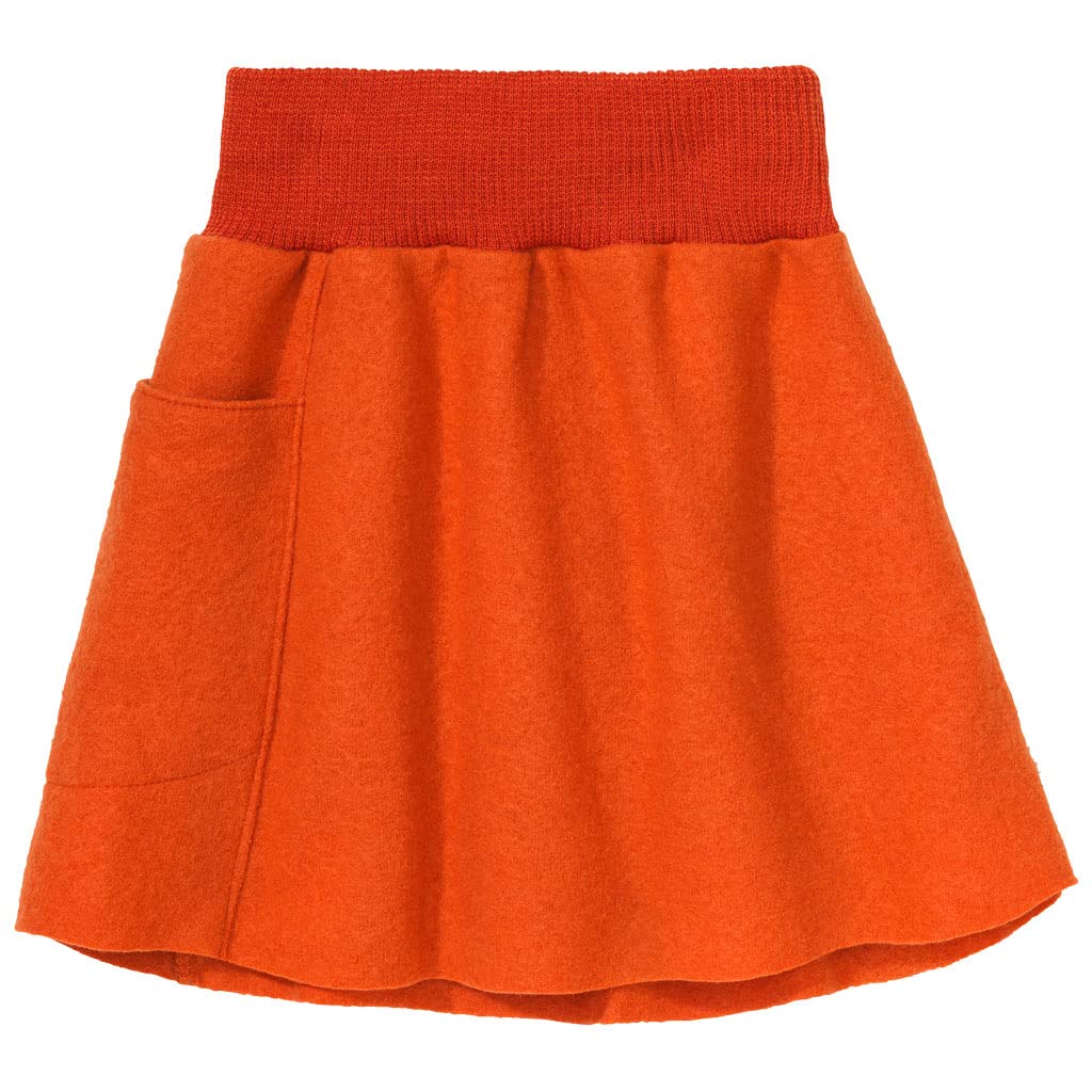 Disana Walk-Rock, Leichter Rock mit elastischem Bund für das ganze Jahr | 100% Bio-Merinowolle GOTS, IVN Best | Baby Kleinkind Kind Mädchen | Made in Germany | Orange Gr. 122-128