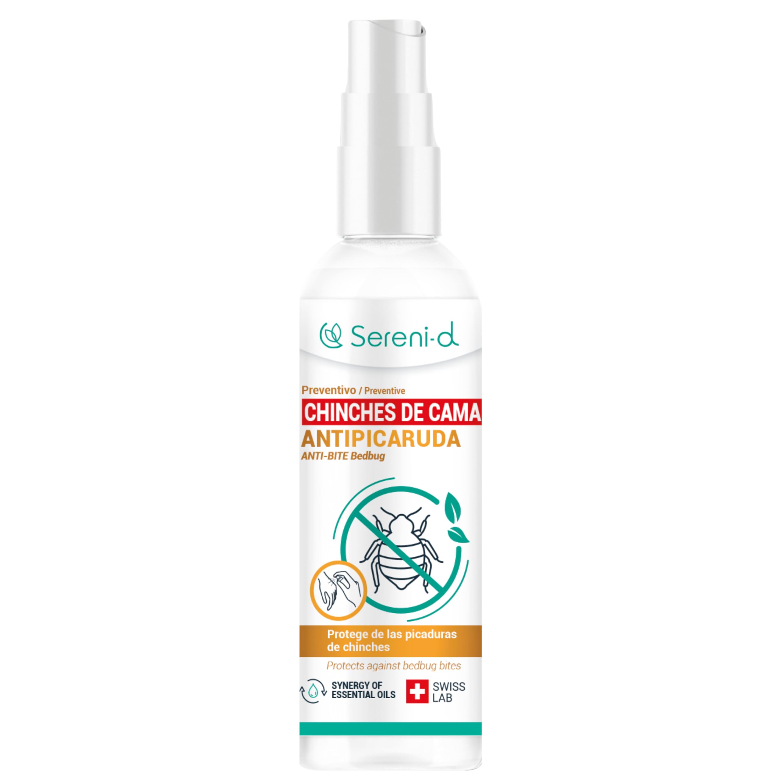 SERENI-D - Repelente corporal contra picaduras de chinches de cama - Spray concentrado con aceites esenciales efectivo contra picaduras de chinches de cama - 100 ml