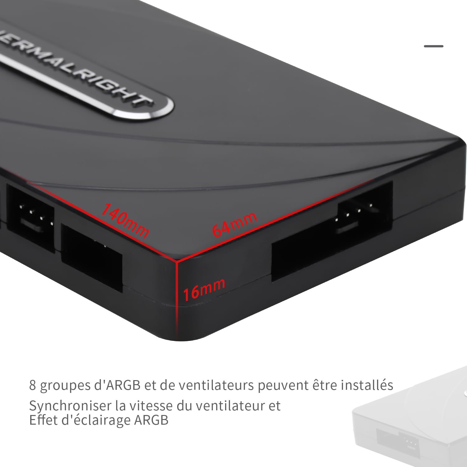 Thermalright TR Fan and ARGB HUB×8, contrôleur de ventilateur PC ARGB 3 broches, concentrateur de ventilateur PWM, entrée directe par câble d'alimentation SATA (RGB 12 V 4 broches non pris en charge)