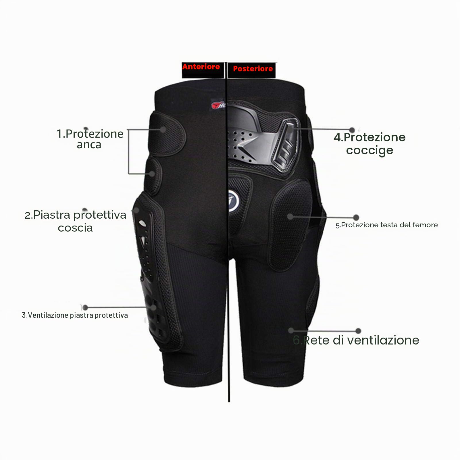 HEROBIKER - Pantaloni protettivi per il corpo, resistenti protezioni per fianchi e gambe, per cavalieri da hockey per moto, motocross, sci da corsa
