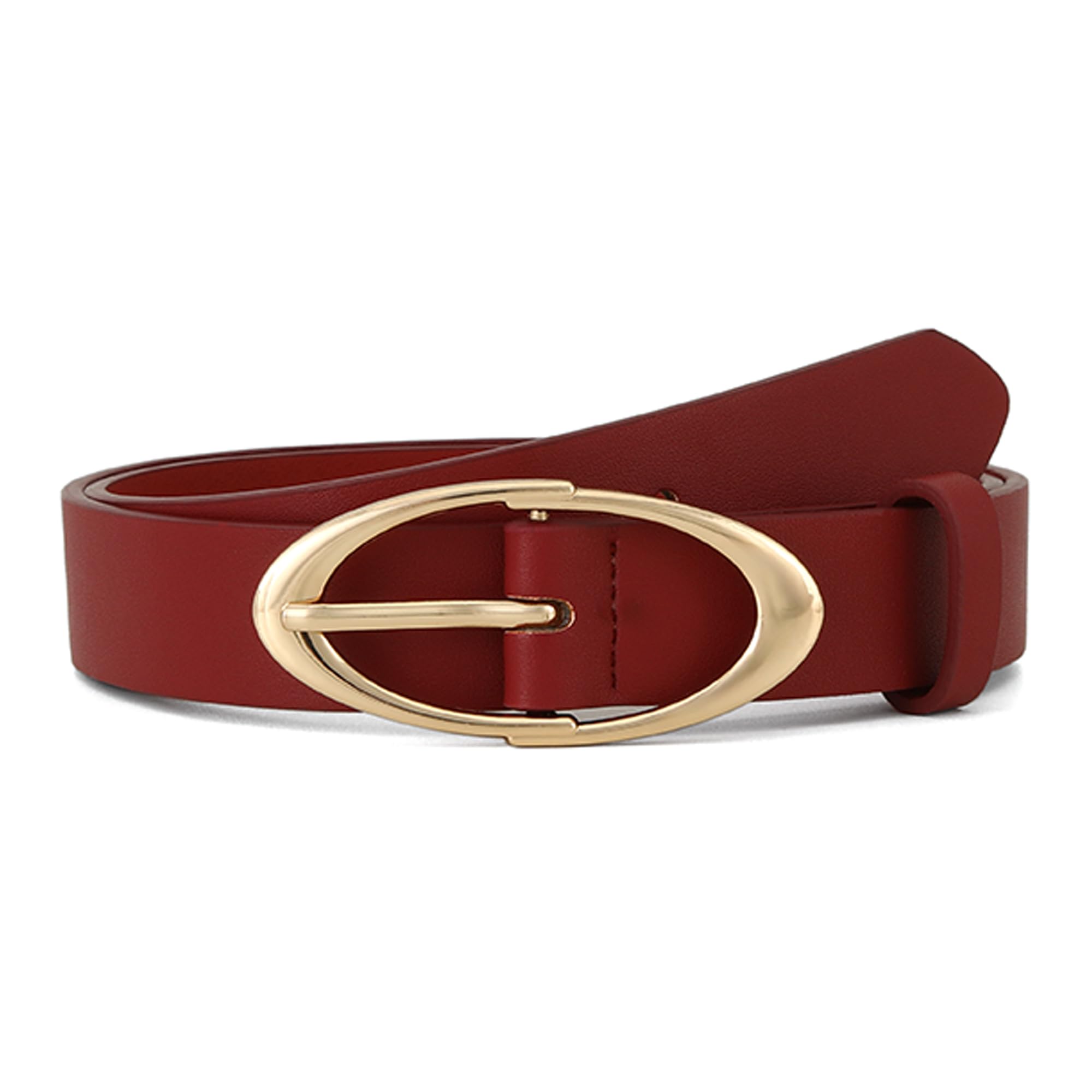 Earnda Women Faux Leather Belt for Jeans Pants Fashion Ladies Waist Belts with Gold Silver Oval Buckle