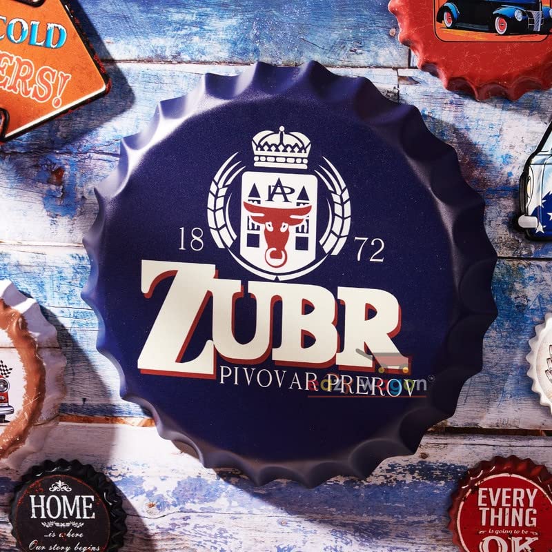 Image of EAZYWAGON Decorative Metal Bottle Caps Wall Sign Plates - 14X14 Inches - 1872 Beer Brand Sign | Metal Wall Hanging Bottle Cap for Home, Farmhouse, Bar & Cafe Decoration | Vintage & Retro Look Plaques