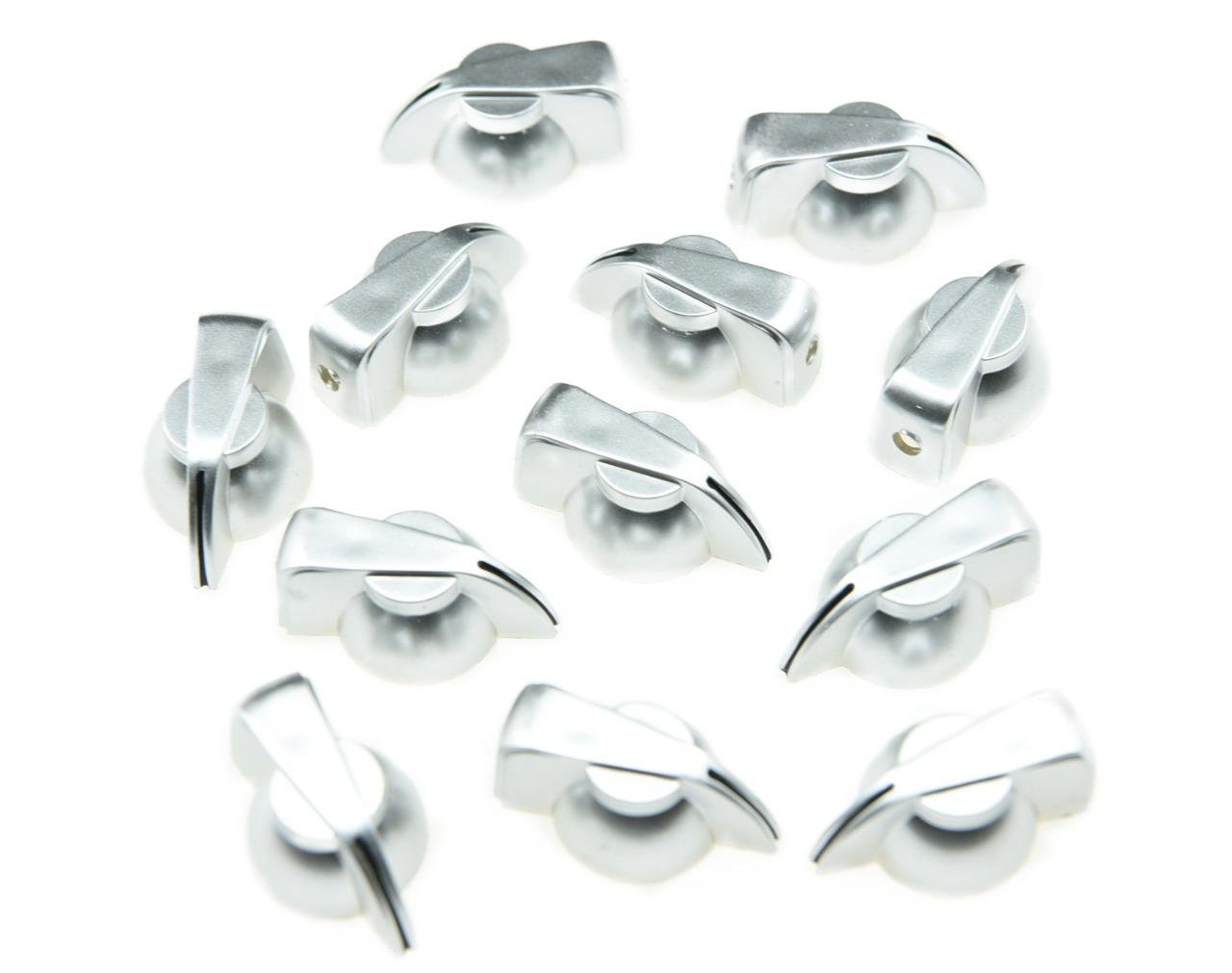 Dopro Pack of 12 Flat Top Guitar Chicken Head Knob AMP Effect pointer Knob Silver