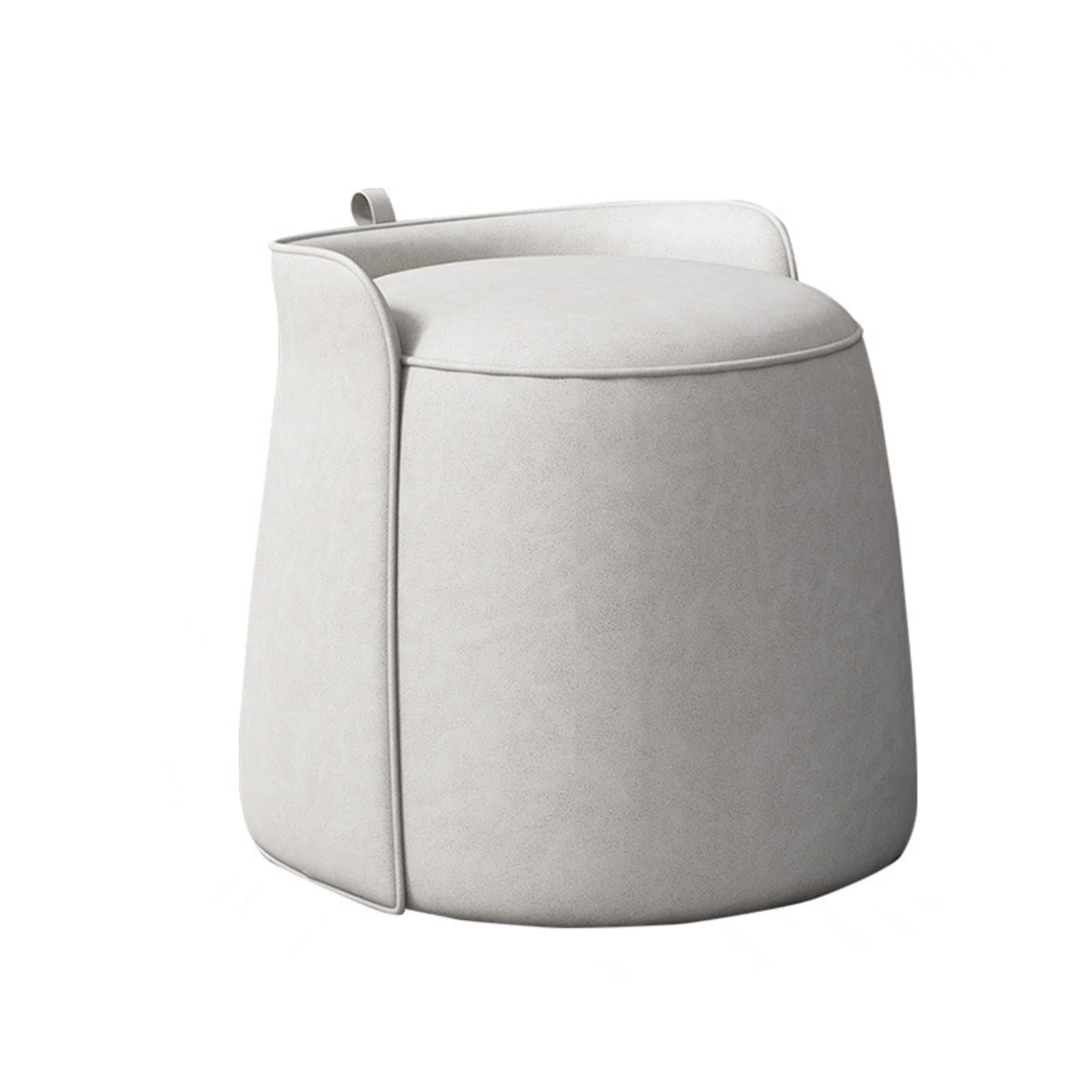 Modern Dresser Makeup Ottoman Stool, Leather Dresser Chair, Round Footstool, Extra Seating for Living Room/Bedroom/Entryway