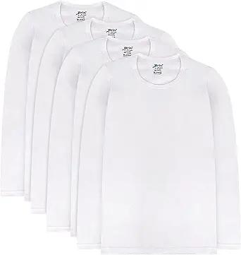 Brix Boys' Long Sleeve Tees - Tagless Crewneck Cotton Soft 4-pk Shirts. 2-20