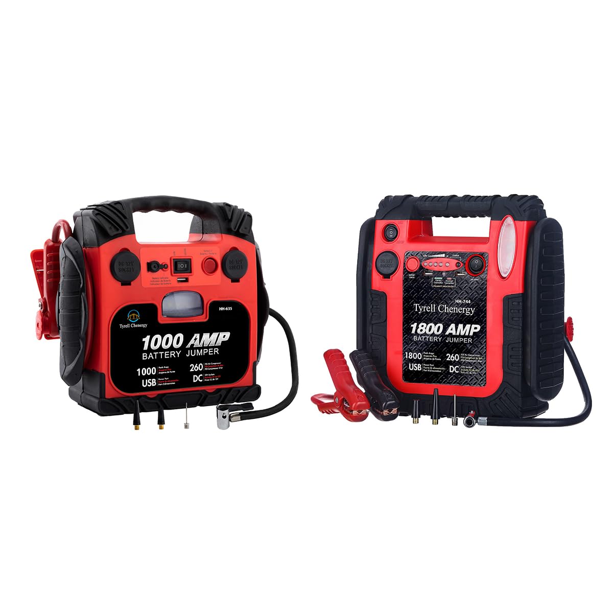 Car Battery Jump Starter with Air Compressor Portable Tire Inflator 260PSI Battery Booster Jumper Box HH635 HH744
