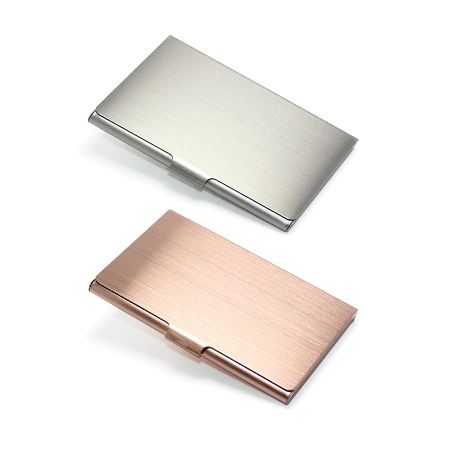 Rnskfg Silver 2 Pieces Of Metal Business Card Box, Card Bag Storage Box, Portable Business Card Holder, Which Can Hold Bank Cards And Credit Cards.
