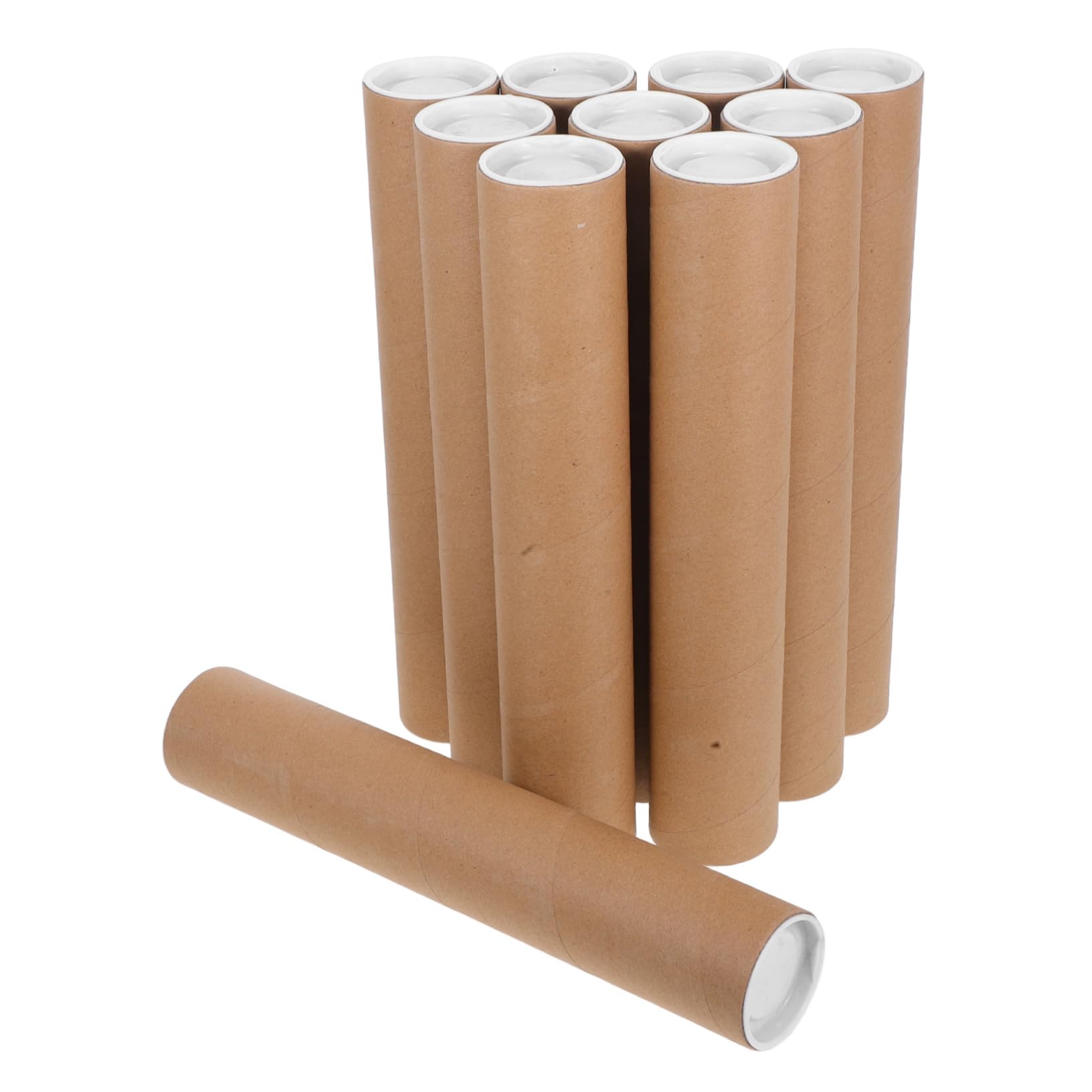 Cabilock 10pièces Tubes Expédition Carton Kraft Blanc Bouchons Inclus pour Emballage Transport de Documents Œuvres Art et Affiches