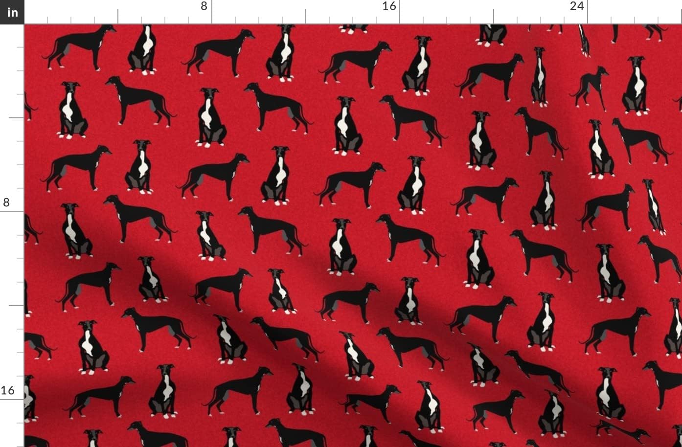 Spoonflower Fabric - Greyhound Black Pet Quilt Coordinate Nursery Dogs Greyhounds Portrait Printed on Organic Cotton Sateen Fabric by The Yard - Sewing Quilting Apparel Home Decor