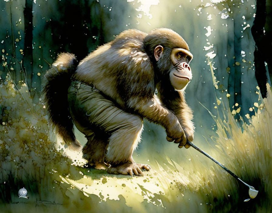 Affiches sur toile de golf 58x90 cm SERENDIPITP art aquarelle sans cadre pour décoration murale
