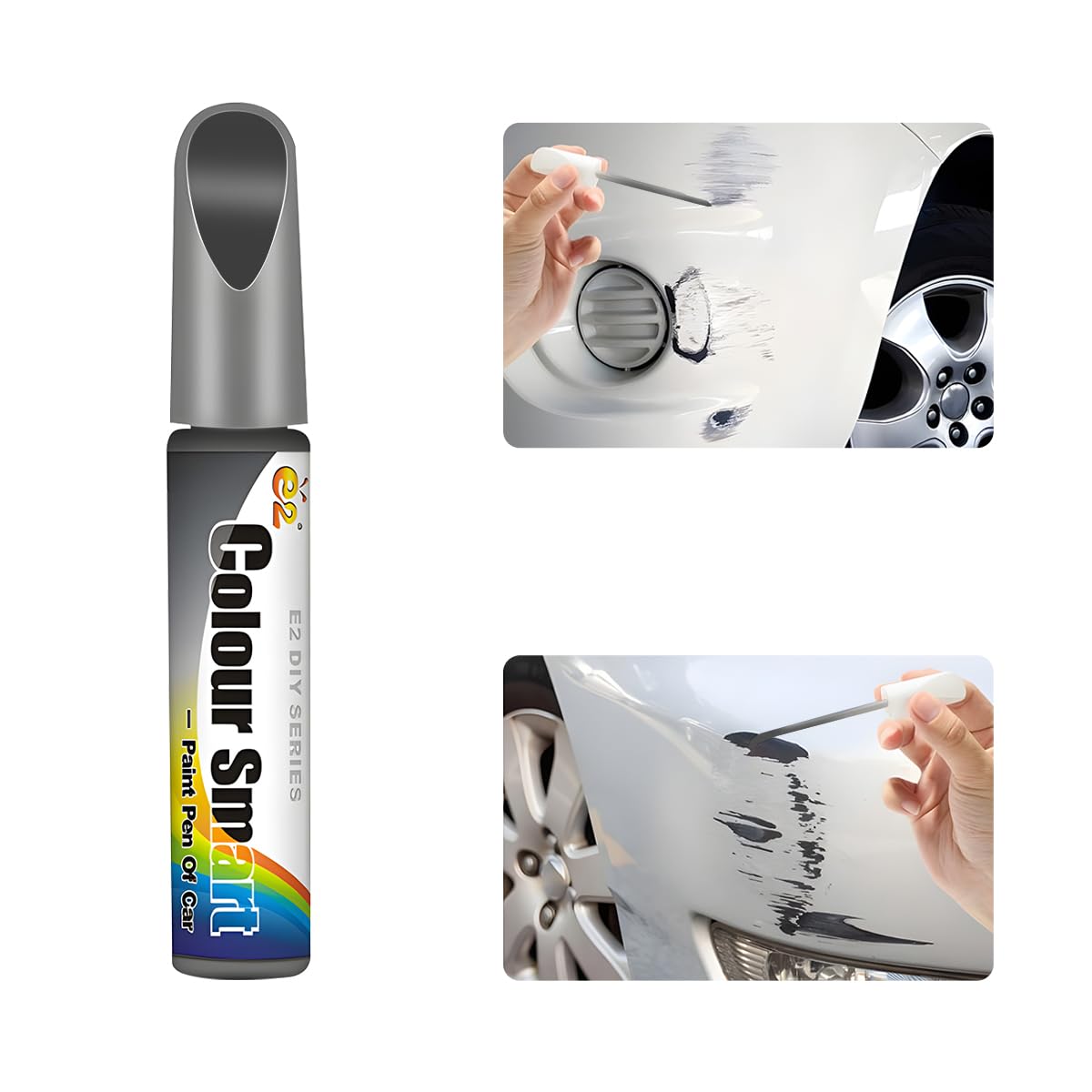BESULEN Touch Up Paint for Car, Two-In-One Fill Paint Pen for Auto Minor Scratch Repair, Quick And Easy Waterproof Auto Scratch Remover Pen 0.4 oz, Car Accessories for Most Vehicles (Gray)