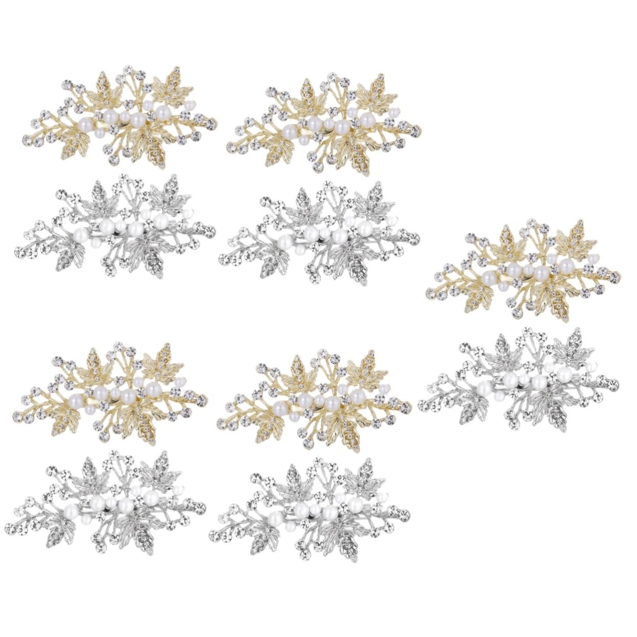 FRCOLOR 5 Sets Braut Haarschmuck Strass Haarspangen Hochzeit Haar Blatt Stück Haarschmuck Für Frauen Gold 2 Stück * 5