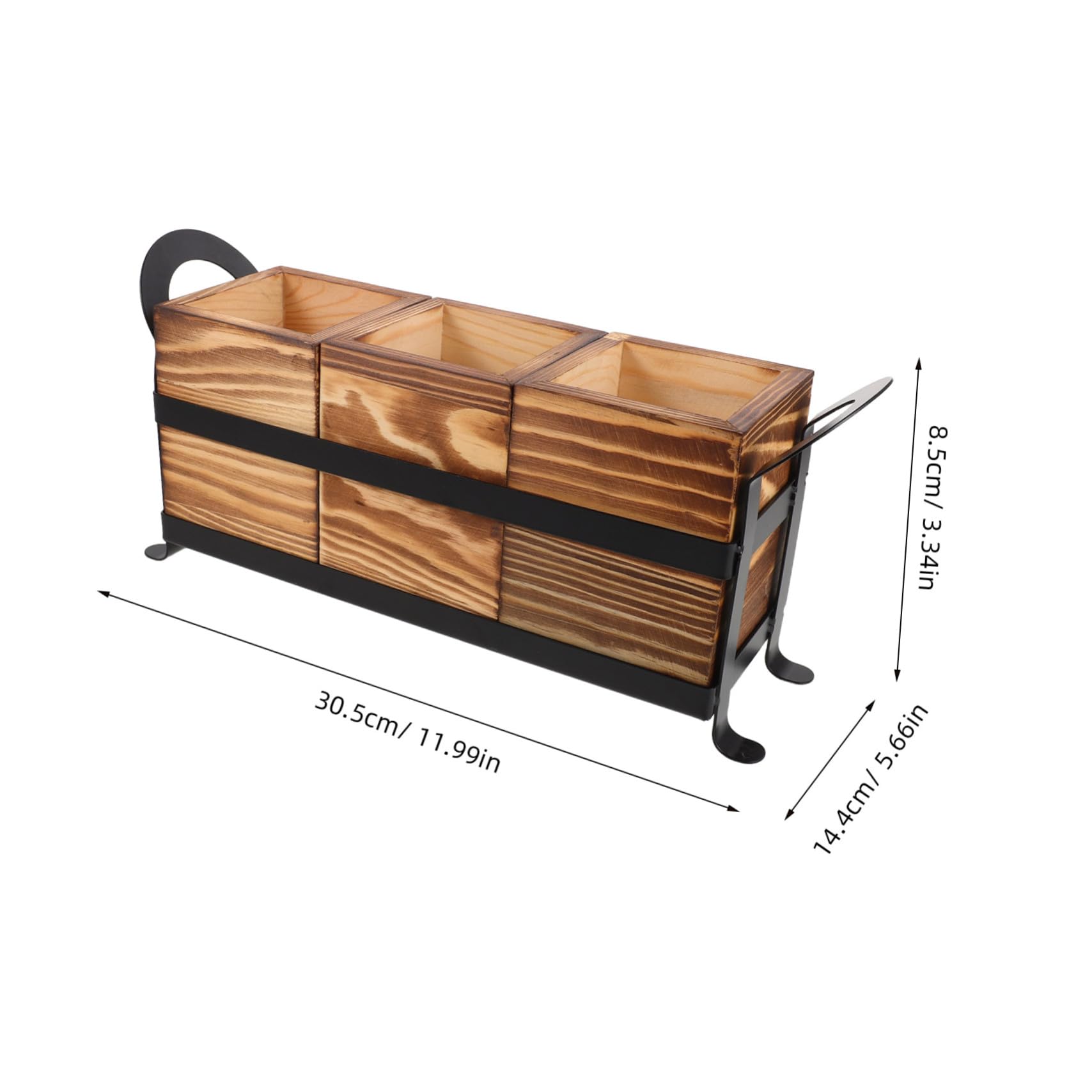 Alipis Porte-ustensiles Bois Massif avec Compartiments Organisateur de Couverts et Pinceaux de Maquillage pour Comptoir de Cuisine Support Rustique pour Cuillères Fourchettes et