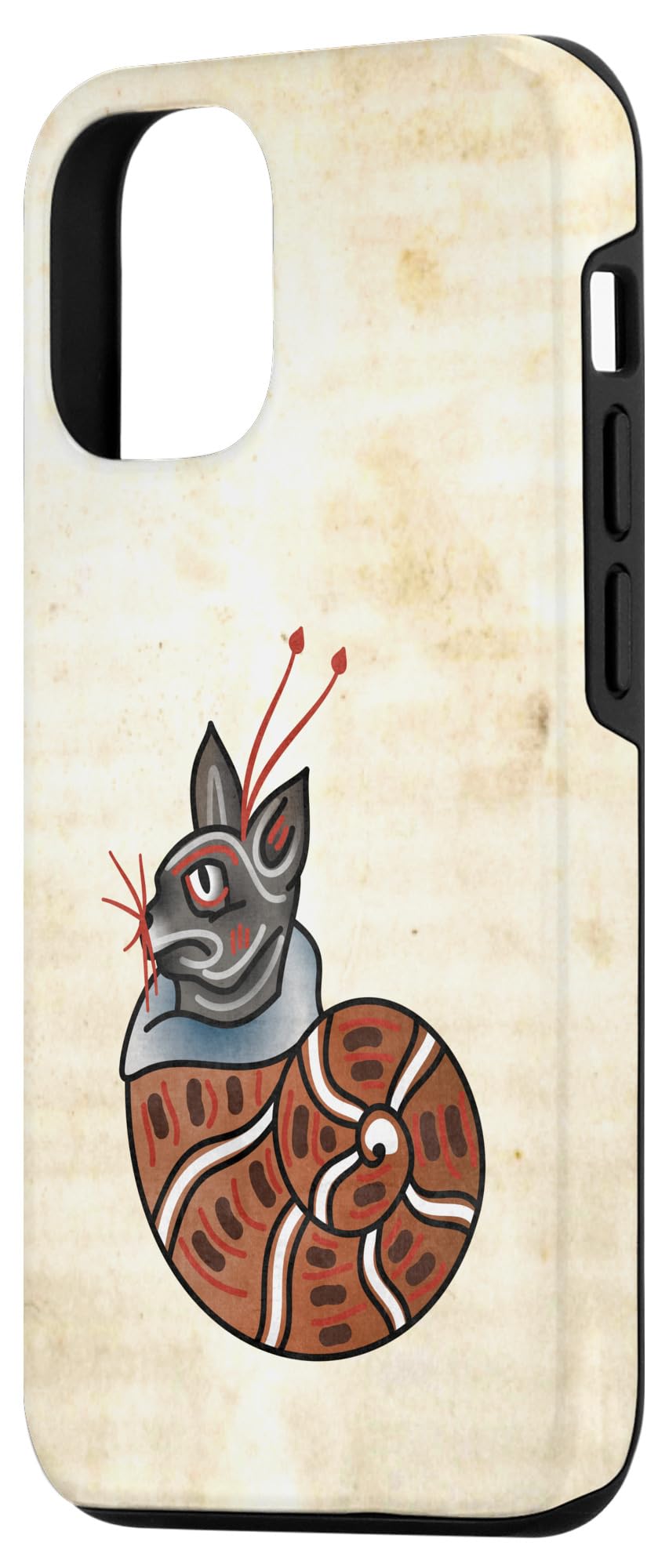 iPhone 14 Pro Cat-Snail - Medieval Marginalia Cat Snail - MargiKnights Case - Image 2