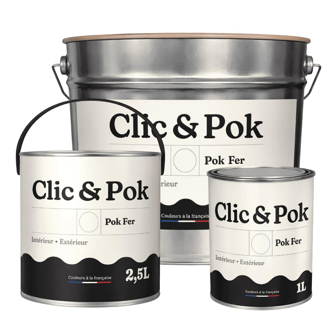 POK Peinture Fer Antirouille – Métal Extérieur Intérieur, Satinée, Protection Rouille - 1L - RAL 5010 Bleu gentiane
