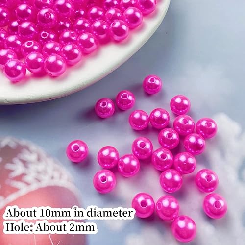 Miniatura 2 de 200 cuentas de perlas de 0.394 pulgadas (0.394 in), perlas sueltas redondas lisas con agujeros para pulseras, collares, aretes, joyería, costura,