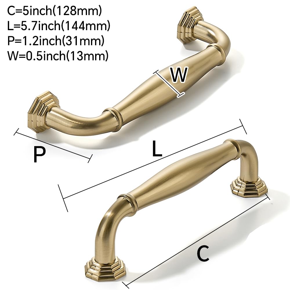 CABDM 10 Pack 5 Inch Hole Center Brushed Brass Heavy Duty Solid