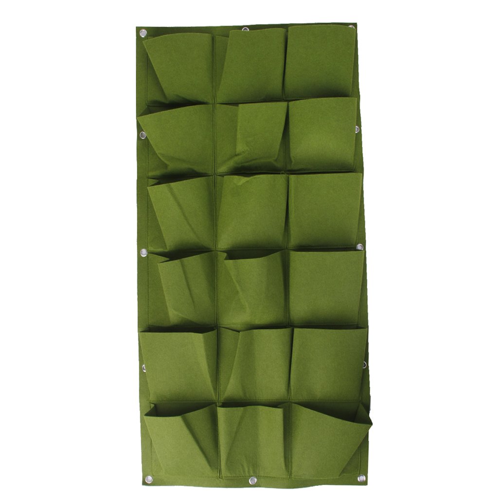 18 Bolsillos Bolsa Vertical Colgante Decoración Hogar Jardín de Hierbas Planta Pared Interior / Exterior Verde