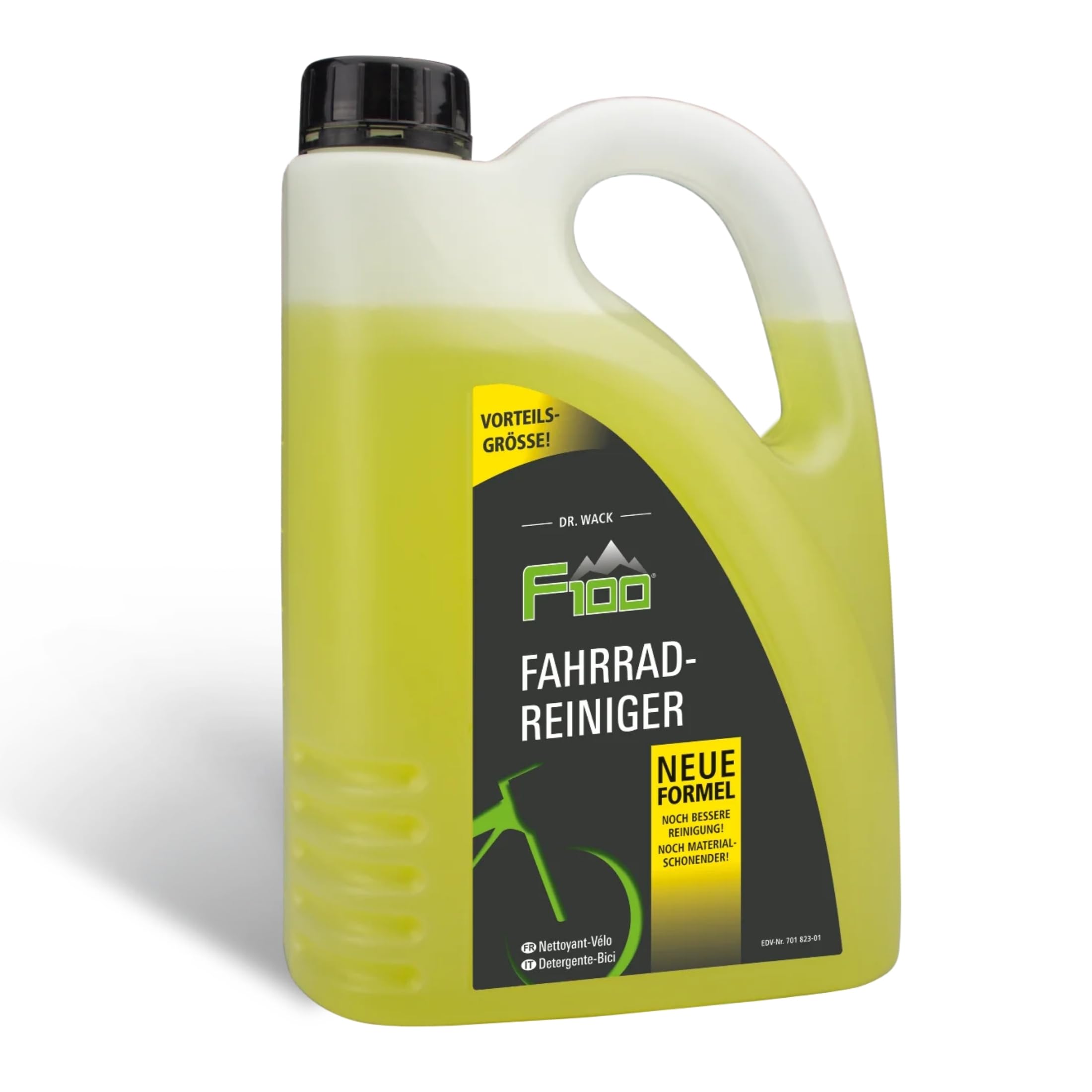 DR. WACK - F100 Fahrradreiniger 2 Liter - Reinigungsmittel für das gesamte Fahrrad - Effektives Fahrradpflegemittel - Reinigungsspray säurefrei & materialschonend - Hochwertige Fahrradpflege