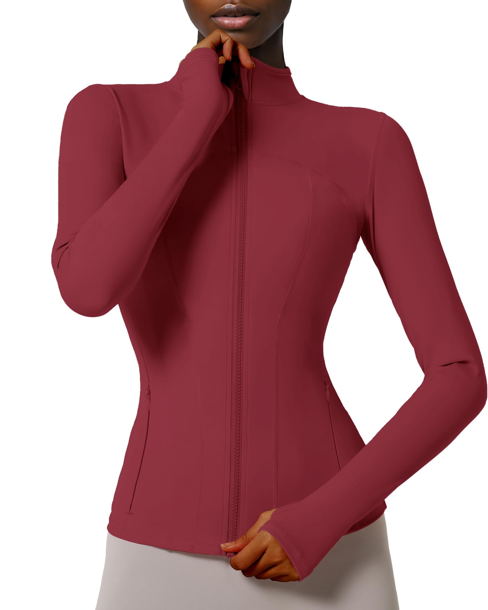 Locachy Women's Slim Fit Full Zip Athletic Running Sports Workout Jacket with Pockets