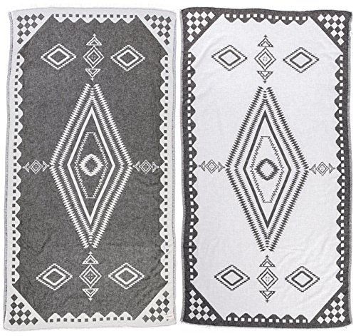 Bersuse 100% Coton - Bahamas Serviette Turque - Drap de Bain, Serviette de Plage - Fouta Peshtemal, Design Azteque - Noir Cover