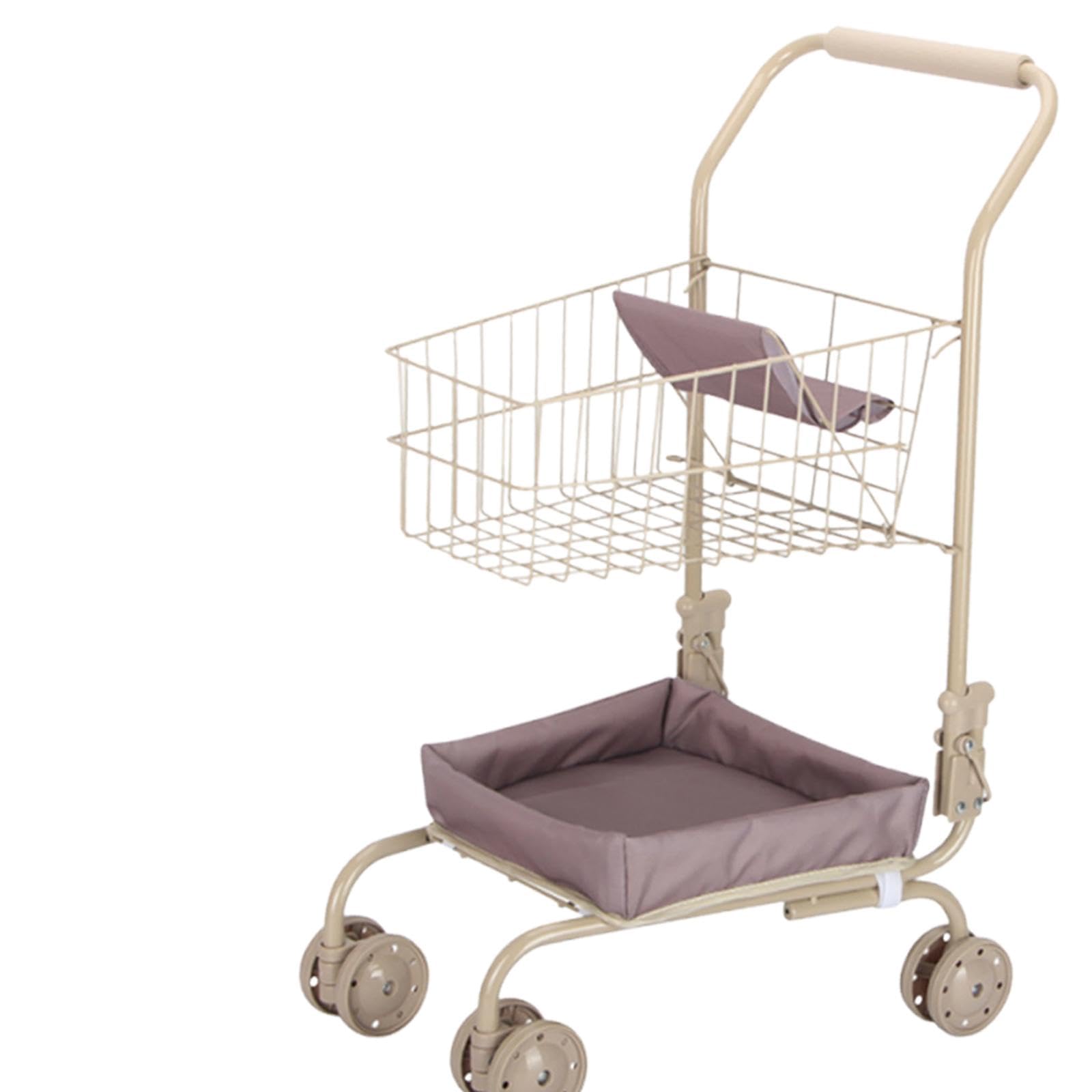 predolo Einkaufskorb Kinder Einkaufswagen Mini Einkaufsrollwagen Rollenspiel Lernspielzeug Handwagen mit Universalrädern für Geschenk Kinderzimmer Dekoration, Korb in Unifarbe