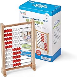 hand2mind Mini 100-Bead Wooden Rekenrek Abacus, Abacus for Kids Math, Wooden Counting Math Manipulatives, Bead Counters for Kids Math, Learn Counting and Numbers, Homeschool Supplies (Set of 25)