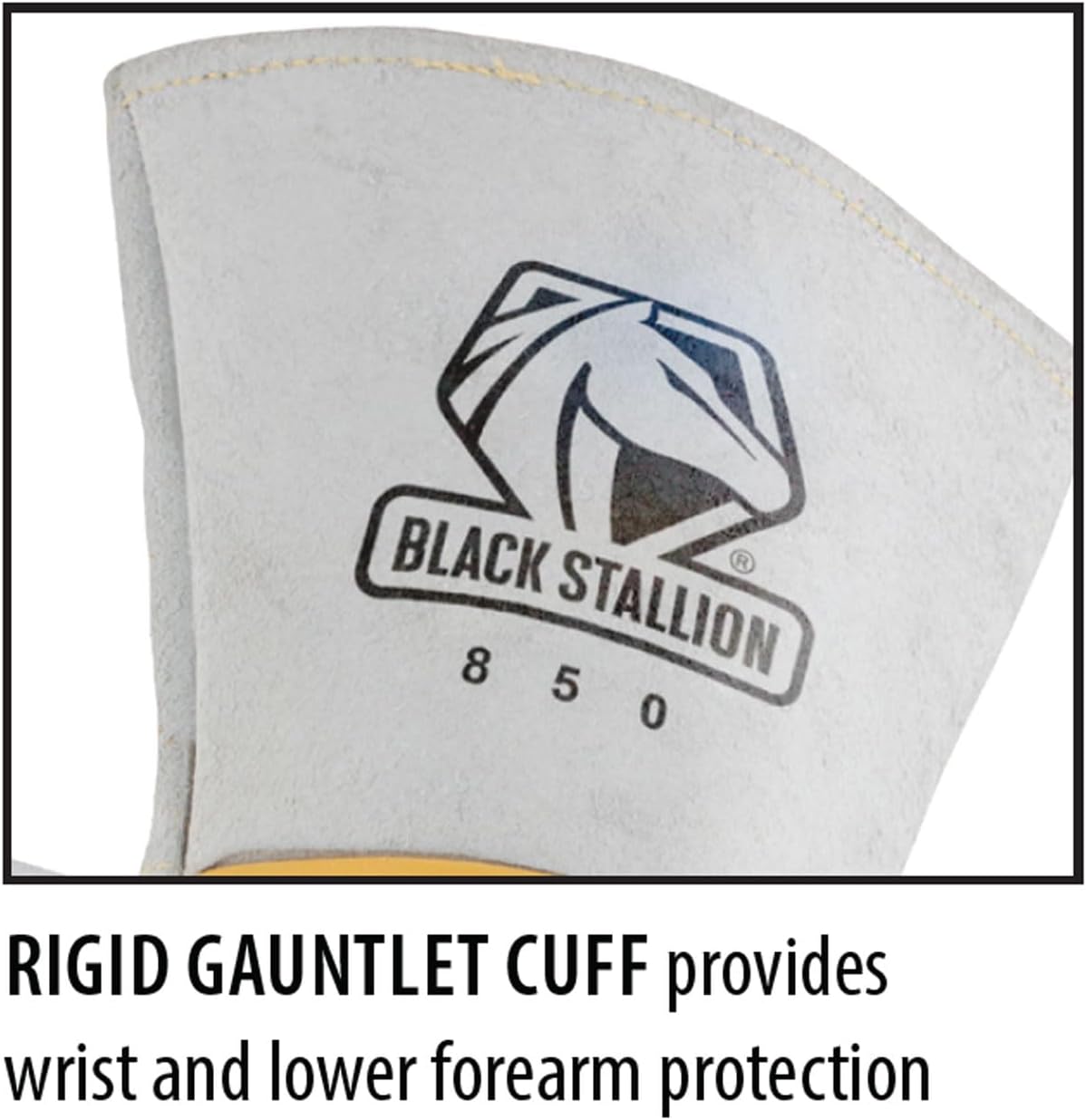 Black Stallion (850 Premium Grain Elkskin Stick Glove with Nomex Lined Back, Thumb Strap, Extra Thick, Kevlar Stitching, Flame and Abrasion Resistance, Medium - Image 4