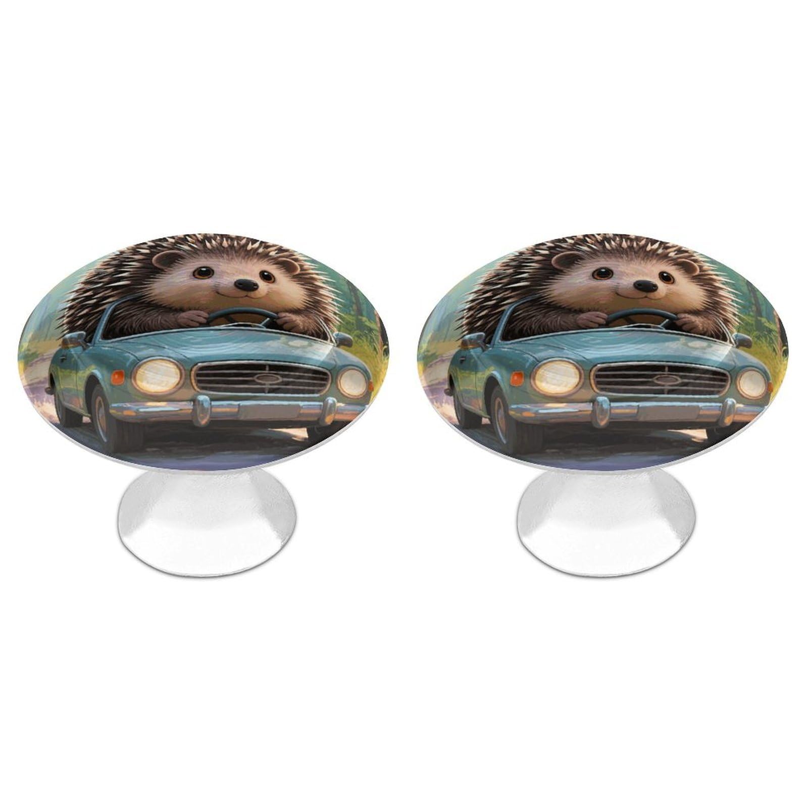 Fodpand White 2 Pack Cabinet Knobs 1.1 Inch Single Hole Drawer Pulls Handles Decorative Hedgehog Drives Furniture Knobs For Dresser Kitchen Bathroom Cupboard Wardrobe Vanity Closet Door Hardware