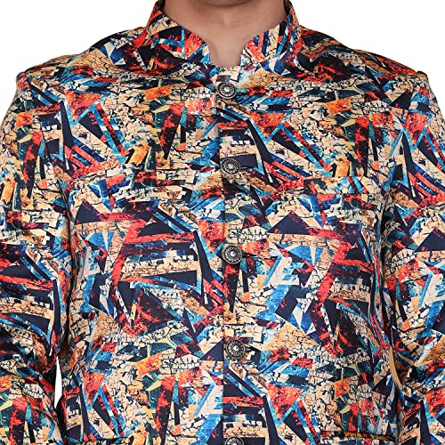 Image of TAHVO Men Slim FIT Printed RAJWADA Formal Suit Set