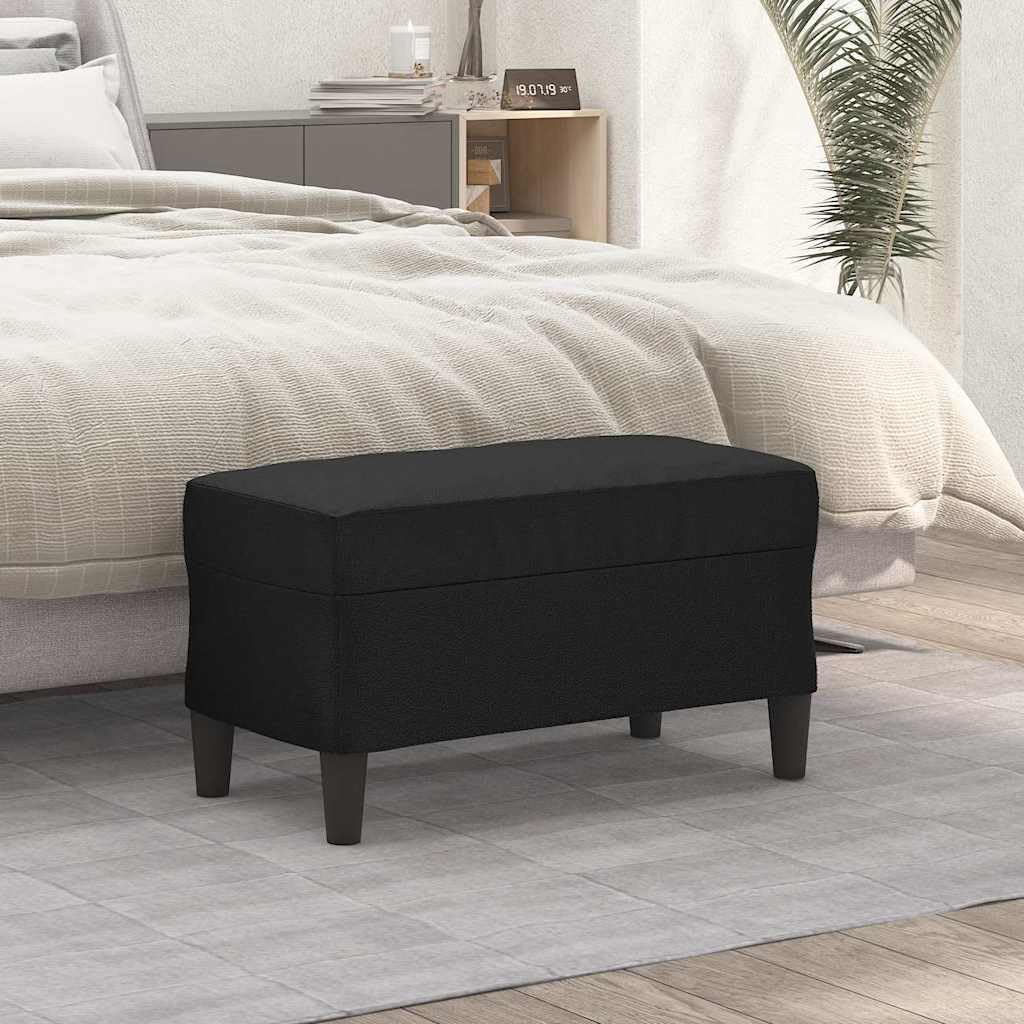 Banco de piel sintética negra 70 x 35 x 41 cm acolchado con espacio de almacenamiento, marco de madera, baúl multifuncional como reposapiés, asiento para pasillo, dormitorio, salón, comedor