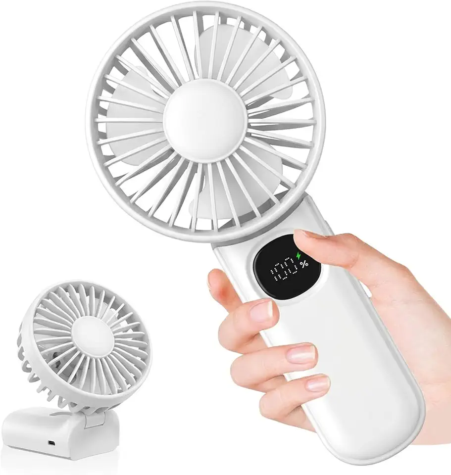 CNMTCCO ventilateur à main, mini ventilateur USB rechargeable, 5-10h runtime, 5-vitesse du