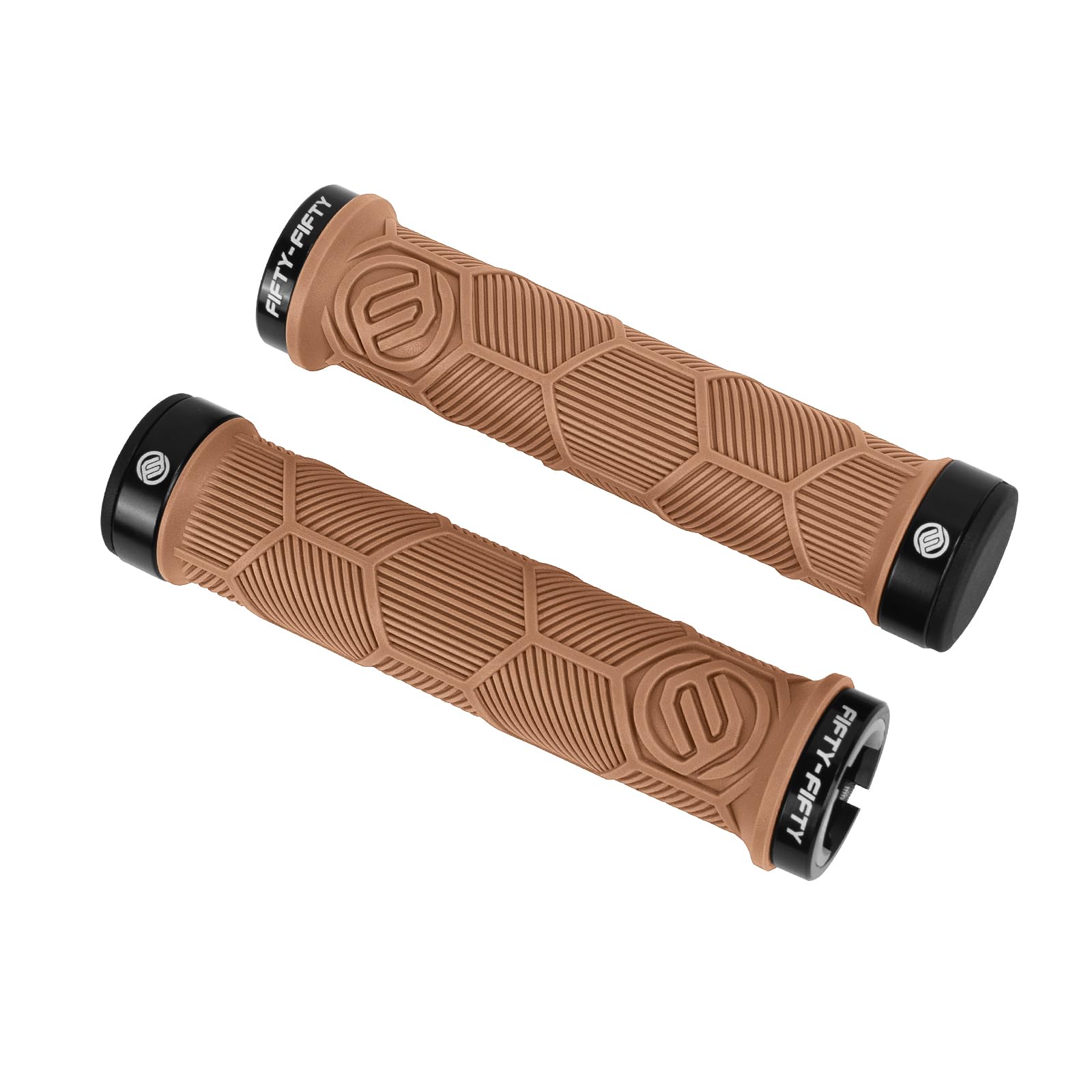 FIFTY-FIFTY Double Lock-On Mountain Bike Grips, Bicycle Handlebar Locking Grips, Non-Slip MTB Handle (Gum)