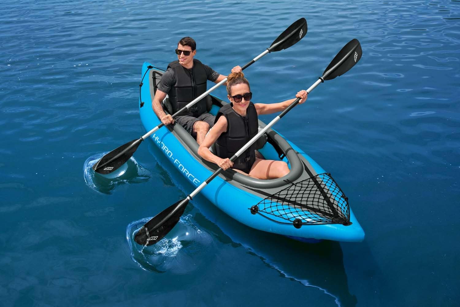 Bestway | Hydro-Force Cove Champion X2 Kayak| Inflatable Boat Set with Hand Pump, Paddles, Seats, Fins And Storage Bag | Two Seater