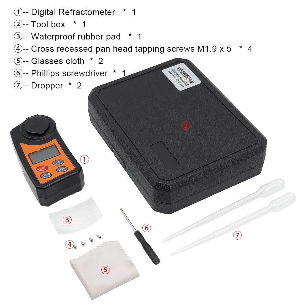 Refraktometr Cyfrowy refraktometr Zakres 0,0-55% Tester Areometr Miód Winogrono Wino Owoce Piwo Leki Stężenie cukru(2GHS Refractometer)
