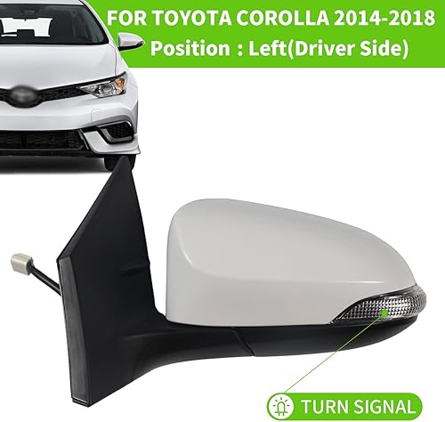 Miniatura 2 de Espejo lateral para puerta de automóvil para Toyota COROLLA 2014-2018 lado izquierdo del conductor  Vidrio ajustable eléctrico  Vidrio calefactado