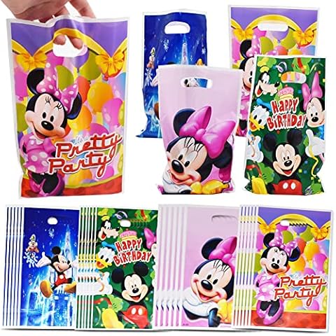 80pcs Goodie Bags for Birthday Party, Party Gift Bags, Mickey and Minne Candy Treat Bags for Kids Birthday Party, Birthday Party Goodie Candy Bags Cover